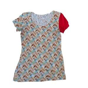 ​I'm Sorry Indie Designer Asymmetrical Sloth Print T-shirt Sz L